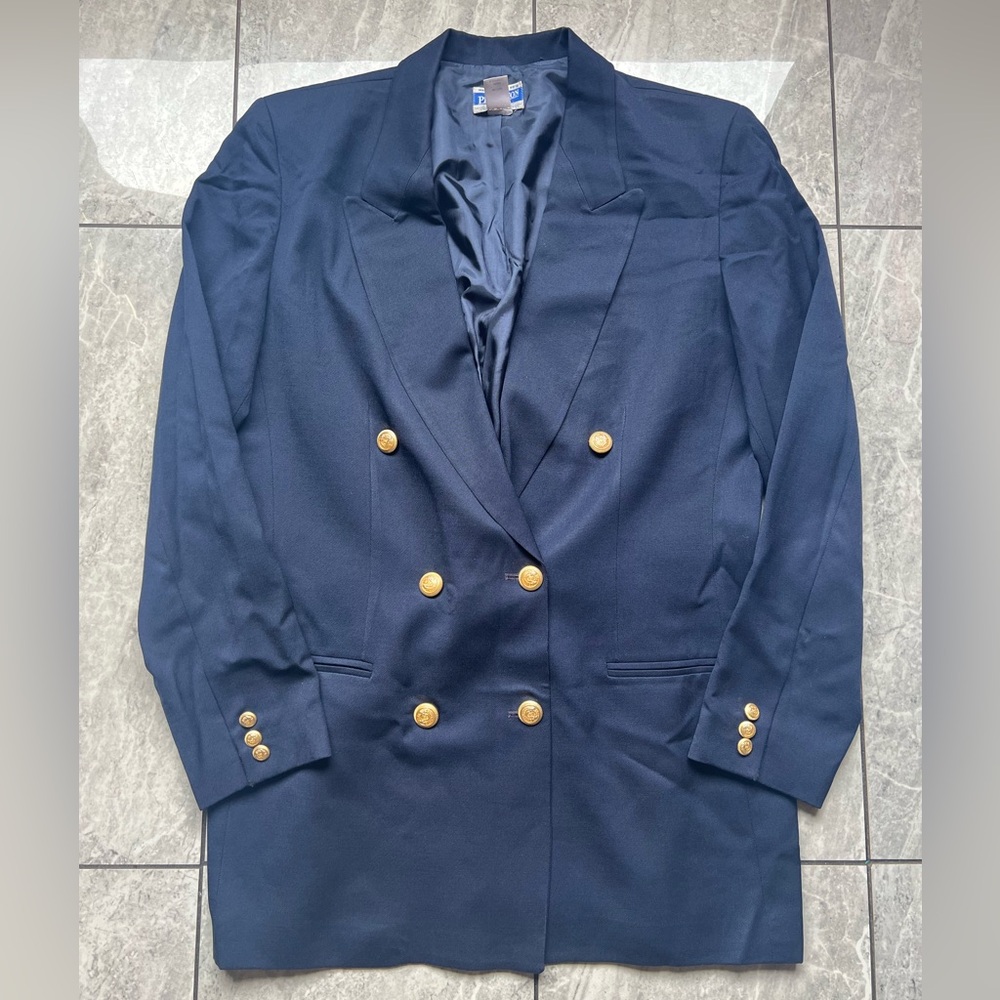 Pendleton Mens DoubleBreast Navy/Gold Buttons LongSleeve Suit 100%VirginWool 12T
